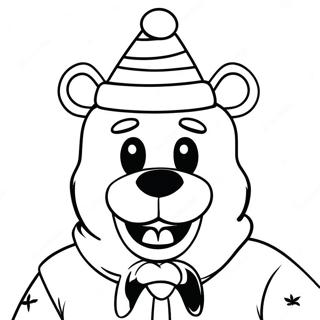 Freddy Fazbear In Kerstmuts Kleurplaat 36916-30746