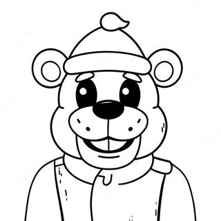 Freddy Fazbear In Kerstmuts Kleurplaat 36916-30747