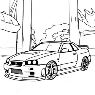 Nissan Skyline R34 Race Actie Kleurplaat 36966-30791