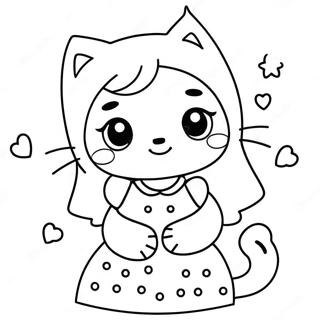 Kawaii Meisje Met Schattige Kat Kleurplaat 37425-31155