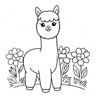 Schattige Alpaca Met Bloemen Kleurplaat 37586-31297