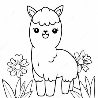 Schattige Alpaca Met Bloemen Kleurplaat 37586-31298