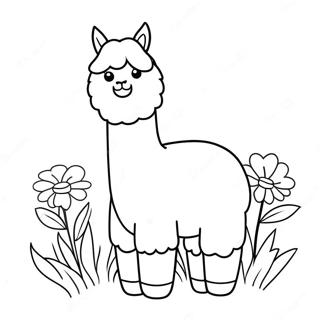 Schattige Alpaca Met Bloemen Kleurplaat 37586-31300