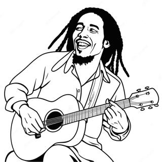 Bob Marley Die Gitaar Speelt Kleurplaat 37707-31380