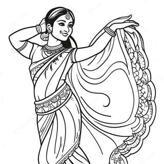 Indiase Meisje Dat Danst In Een Saree Kleurplaat 37717-31381