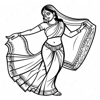 Indiase Meisje Dat Danst In Een Saree Kleurplaat 37717-31382