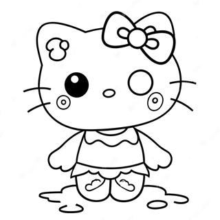 Schattige Zombie Hello Kitty Kleurplaat 37897-31531