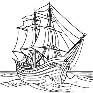 Mayflower Met Zeilen Kleurplaat 39498-32786