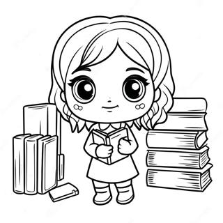 Chibi Hermione Granger Met Boeken Kleurplaat 39638-32897