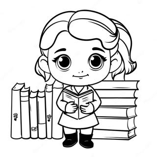 Chibi Hermione Granger Met Boeken Kleurplaat 39638-32898