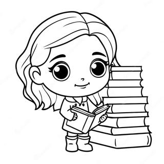 Chibi Hermione Granger Met Boeken Kleurplaat 39638-32899