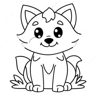 Kawaii Schattige Wolf Kleurplaat 39647-32906