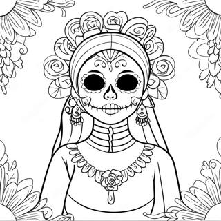 Kleurrijke Dag Van De Doden Catrina Kleurplaat 402-323