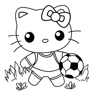 Hello Kitty Voetbal Kleurplaat 40347-33452