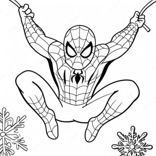 Spider Man Slingeren Door Sneeuwvlokken Kleurplaat 40729-33738