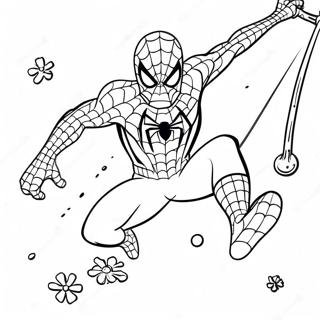 Spider Man Slingeren Door Sneeuwvlokken Kleurplaat 40729-33739