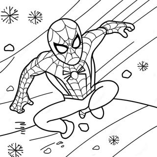 Spider Man Slingeren Door Sneeuwvlokken Kleurplaat 40729-33740