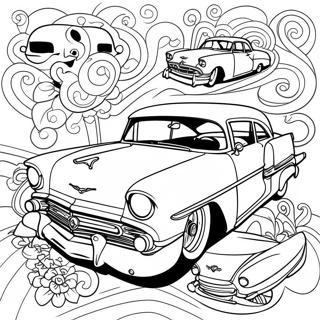 Chicano Kunst Met Klassieke Autos Kleurplaat 41009-33958