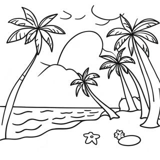 Tropische Hawaiiaanse Strandscene Kleurplaat 41169-34206