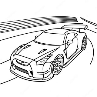 Kleurplaat Van Gtr R35 Racen Op De Circuit 41490-34434