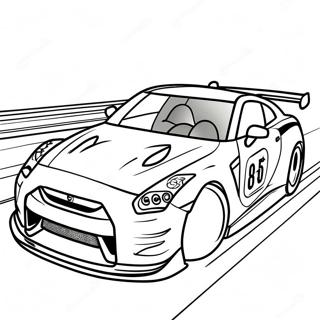 Kleurplaat Van Gtr R35 Racen Op De Circuit 41490-34436