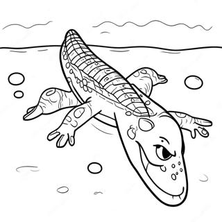 Vector Het Krokodil Zwemmen In Water Kleurplaat 41600-34521