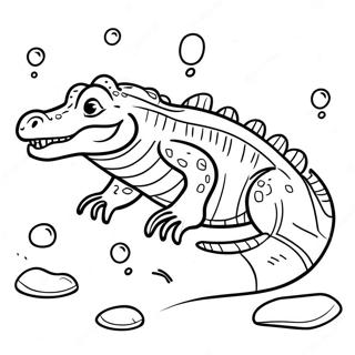 Vector Het Krokodil Zwemmen In Water Kleurplaat 41600-34524