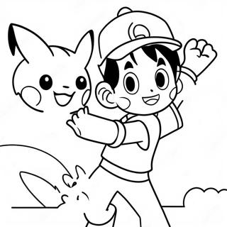 Ash Ketchum Vangt Pikachu Kleurplaat 41720-34612