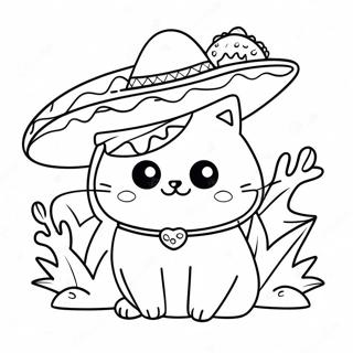 Grappige Taco Kat Met Een Sombrero Kleurplaat 43042-35839