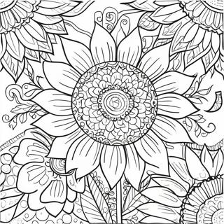 Intricate Bohemian Zonnebloem Ontwerp Kleurplaat 43163-35926