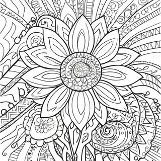 Intricate Bohemian Zonnebloem Ontwerp Kleurplaat 43163-35927