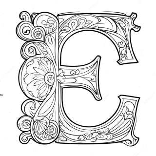 Elegante Letter E Kleurplaat 4351-3512