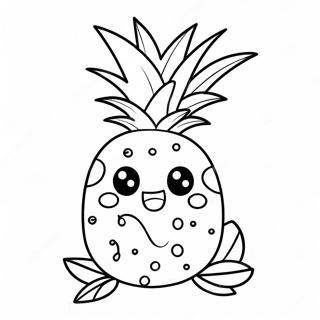 Schattige Cartoon Ananas Kleurplaat 4391-3542