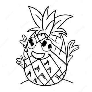 Schattige Cartoon Ananas Kleurplaat 4391-3543