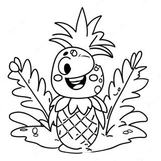 Schattige Cartoon Ananas Kleurplaat 4391-3544