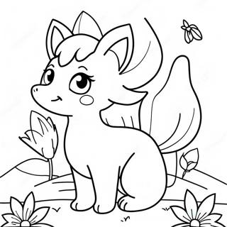 Schattige Ninetales Met Bloemen Kleurplaat 44533-37021