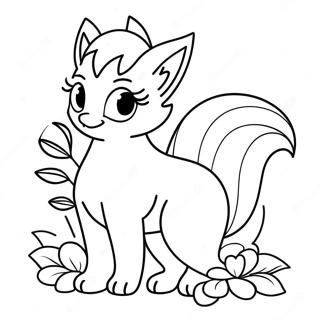 Schattige Ninetales Met Bloemen Kleurplaat 44533-37023