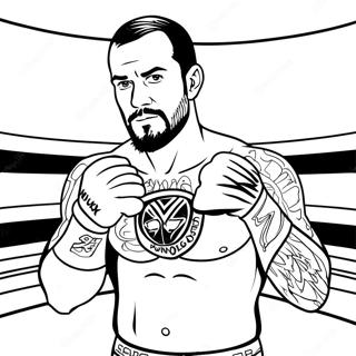 Kleurplaat Van Cm Punk In De Ring 44853-37282