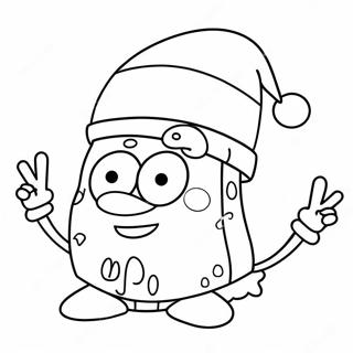 Feestelijke Spongebob Met Kerstmuts Kleurplaat 45254-37594