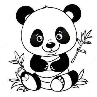 Schattige Baby Panda Die Bamboe Eet Kleurplaat 45814-38042