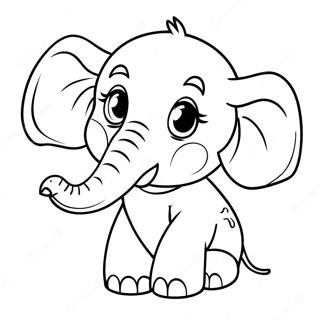 Schattige Baby Olifant Kleurplaat 46844-38977