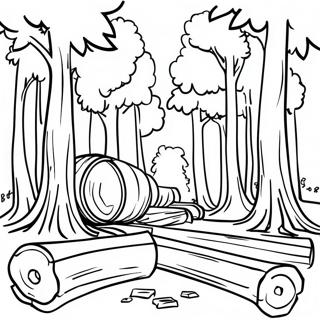 Logging Scene Met Hoge Bomen Kleurplaat 47123-39208