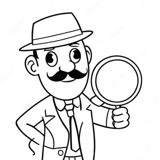 Grappige Detective Met Vergrootglas Kleurplaat 47284-39340