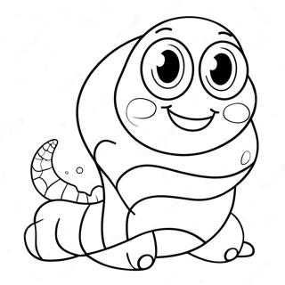 Schattige Cartoon Worm Kleurplaat 47433-39458