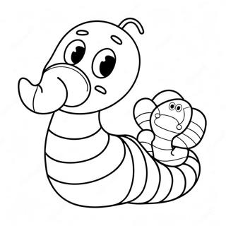 Schattige Cartoon Worm Kleurplaat 47433-39460