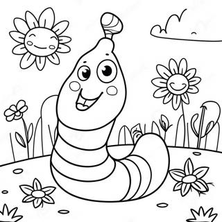 Blije Worm In Een Tuin Kleurplaat 47434-39466