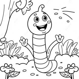 Blije Worm In Een Tuin Kleurplaat 47434-39468