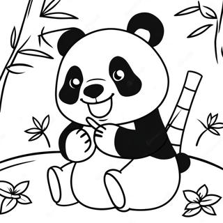 Schattige Kawaii Panda Die Bamboe Eet Kleurplaat 47474-39507