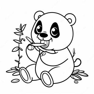 Schattige Kawaii Panda Die Bamboe Eet Kleurplaat 47474-39508