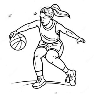 Meisje Basketbalspeler Dribbelen Kleurplaat 48264-40111